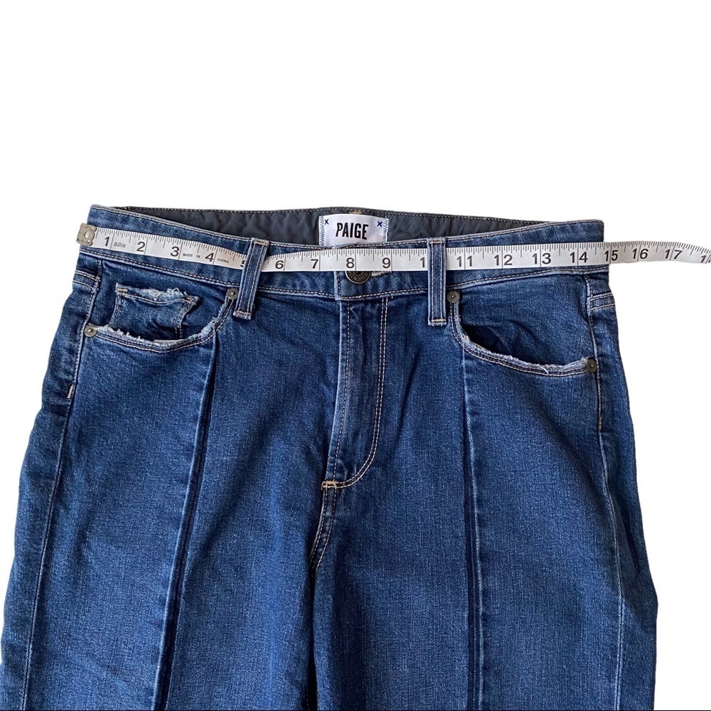 Paige Julia Medium Wash Felice Seamed Distressed Uneven Raw Hem Denim Jean 28x28 - Picture 6 of 14
